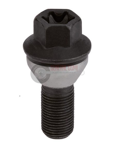 14x1,25x28WB HEX17 kerékcsavar, forgó kúpos 60°,  FEKETE, ELB1360