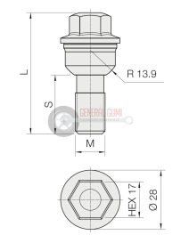 14x1,5x30 WASHER R14 HEX 17 kerékcsavar, ELB1286
